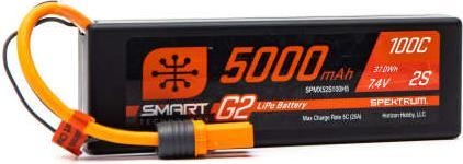 Produktbild Spektrum LiPo Pack 5000mAh 2S 7.4V Smart G2 LiPo 100C IC5 (7.40 V, 5000 mAh)