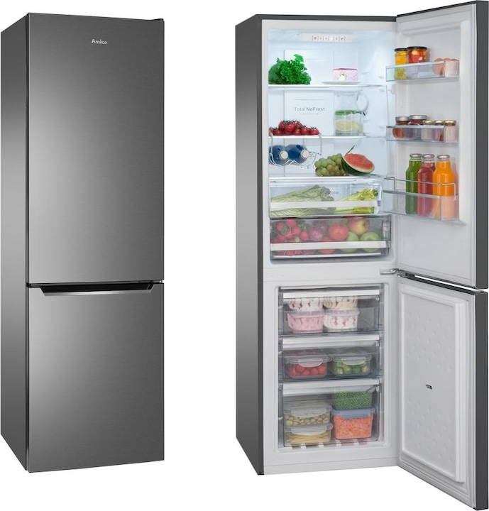 Actual product image Amica Fridge-freezer combination KGCN 387 110 S WxHxD 54 x 170 x 57.6 cm Fridge section 161 l (231 l)