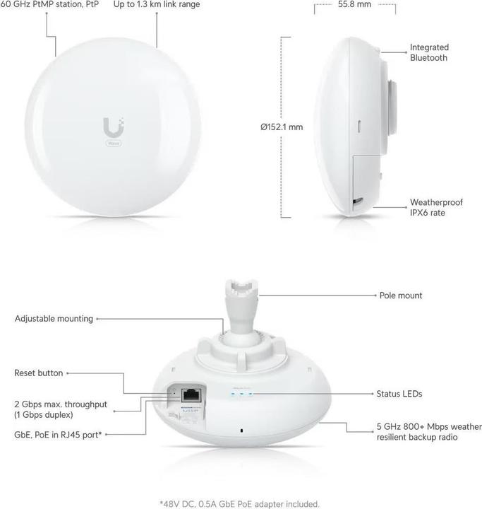 Produktbild Ubiquiti Lightweight, compact 60 GHz (1000 Mbit/s)