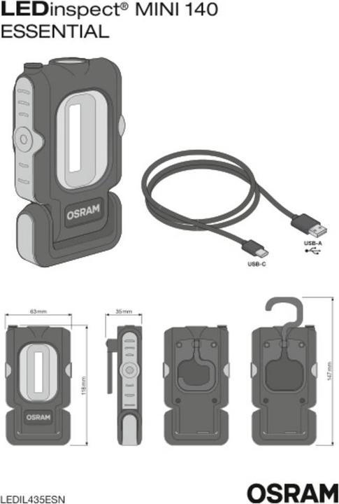 Produktbild Osram Arbeitsleuchte LEDinspect MINI 140 ESSENTIAL 140 lm LEDIL435ESNCDU (140 lm)