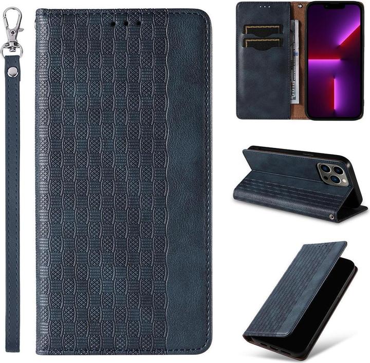 Image du produit Hurtel Magnet Strap Case iPhone 14 Pro Flip Wallet Mini Lanyard Stand Blue (Apple iPhone 14 Pro)