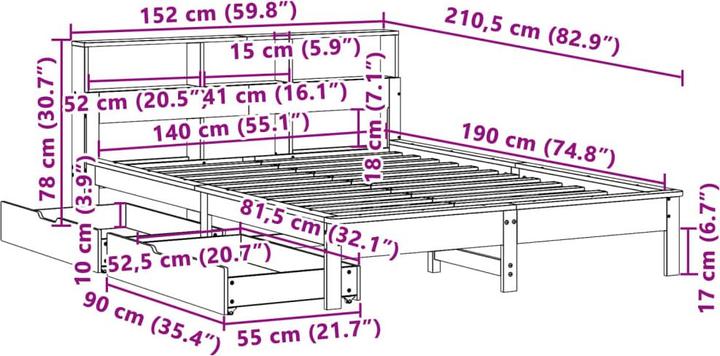 Image du produit vidaXL Bettgestell (140 x 190 cm)