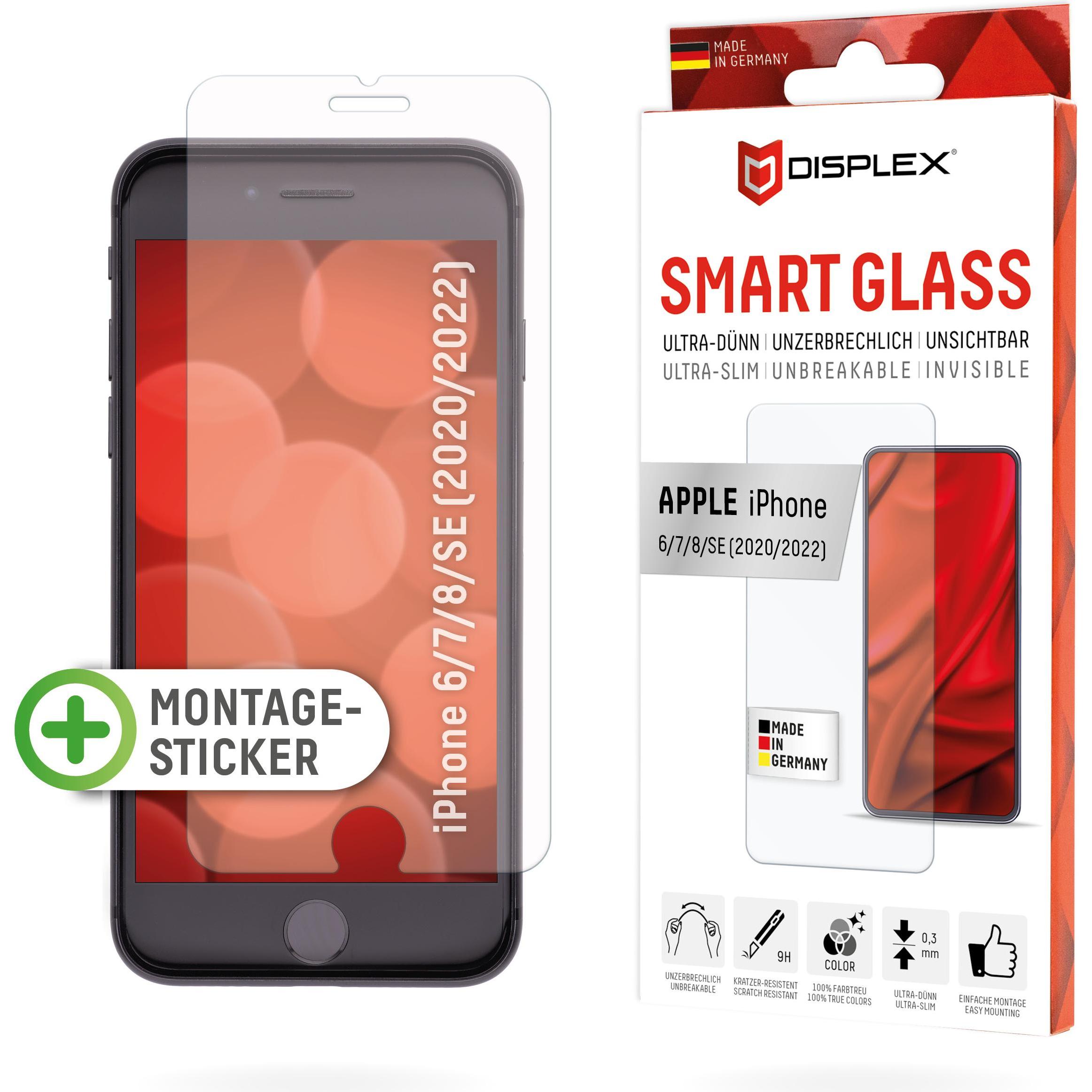Displex Smart Glass, Displayschutzfolie (1 pz., Apple iPhone 6, Apple iPhone 7, Apple iPhone 8, Apple iPhone SE (seconda generazione), Apple iPhone SE
