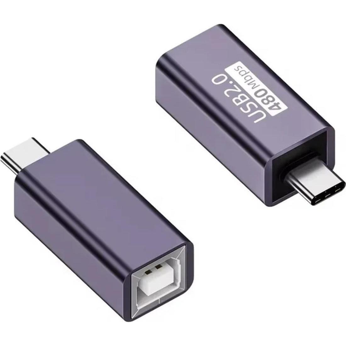 Thumbnail - PowerGuard USB B 2.0 Buchse (female) auf USB-C (male) Adapter (USB 2.0), USB Kabel