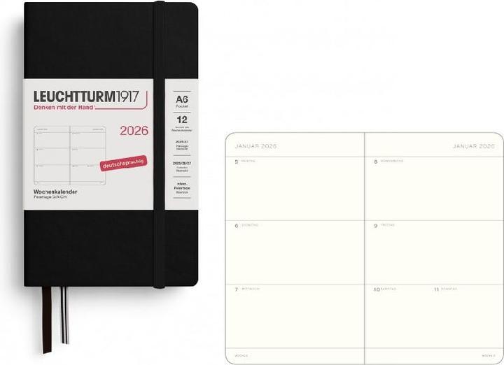 Actual product image Leuchtturm1917 Leuchtturm 1w/2s.Pocket Hc Schwarz (A6, 1 week / 2 pages)