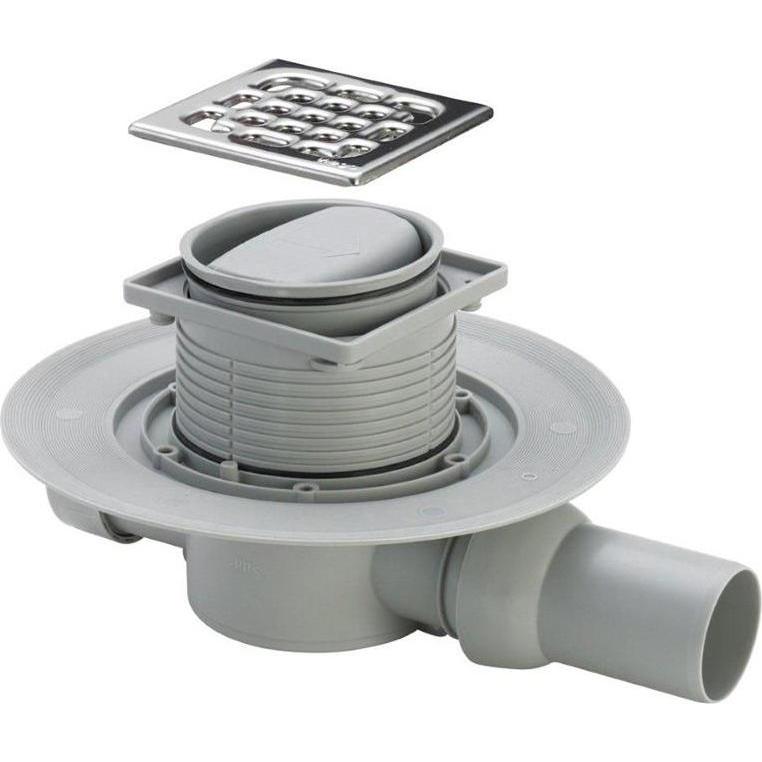 Thumbnail - Viega, Siphon, Height-adjustable dry ladder with stainless steel grille and sealing ring, d 50, horizontal