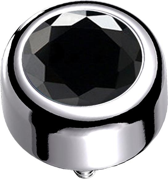 Immagine prodotto Star Piercing Cilindro dell'ancora dermica argento con cristallo nero (senza ottone, Titanio)