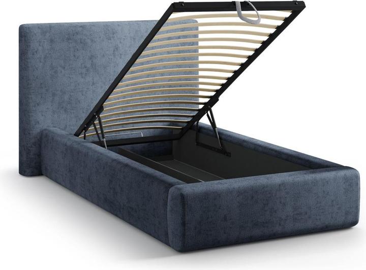Actual product image Micadoni Storage Bed With Headboard, "Amy", Dark Blue, 220x130x95 Made in Europe (90 x 200 cm)