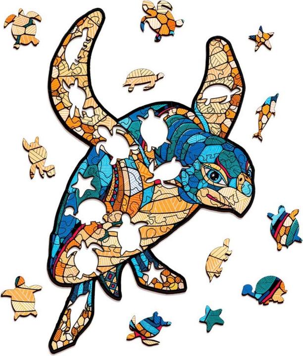 Image du produit Eco Wood Art Puzzle en bois S - Tortue (Dans une boîte en bois) (80 pièces)