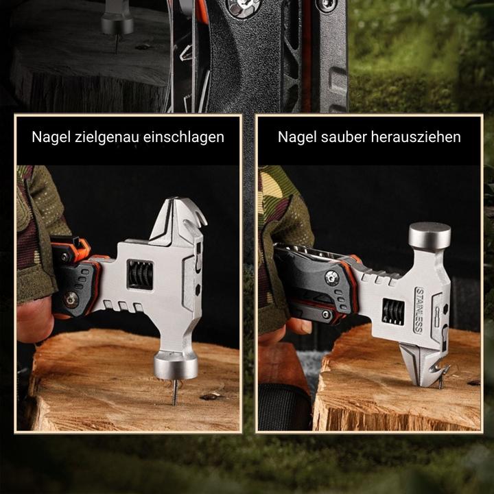 Actual product image Hermex 18in1 Multifunktionswerkzeug Multitool mit Hammer Outdoor-Werkzeug (18 Functions)