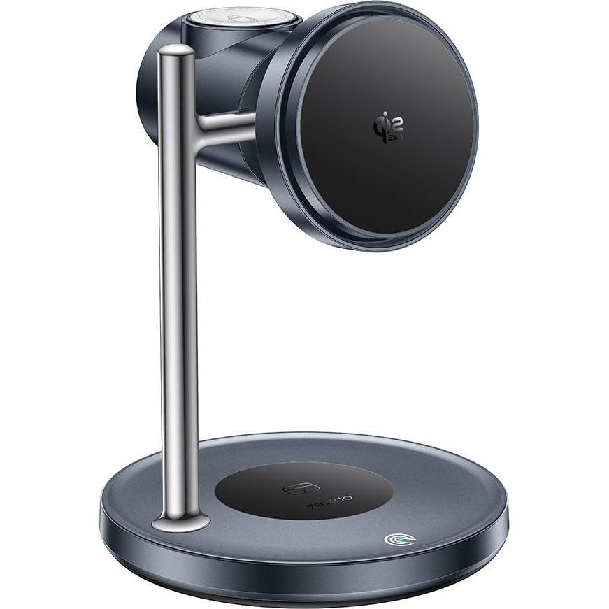 Yesido - Desk Holder Magnetic (DS40) - with Wireless Charge, Qi2.2, 25W - Black (25 W), Caricabatteria senza fili, Nero