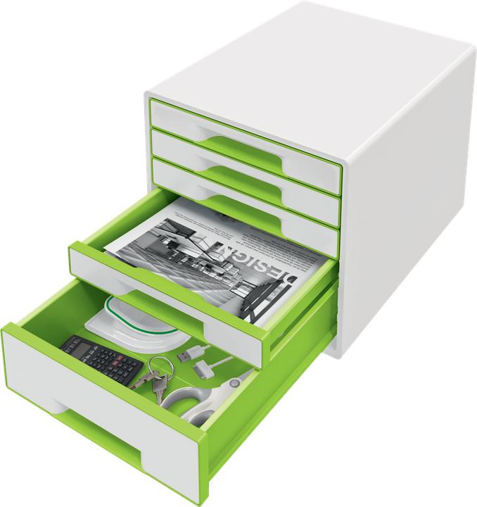 Actual product image Leitz Drawer box WOW CUBE 52142054 5drawers white/green (A4)