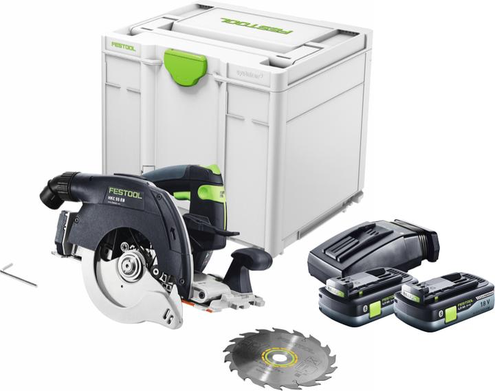 Actual product image Festool HKC 55 EB-Basic Scie circulaire à capot basculant sans fil, sans balai 18 V, 160 mm + 2x