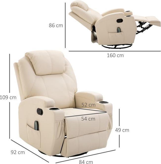 Image du produit Swisshandel24 Fauteuil de relaxation avec fonction de couchage Fauteuil de massage électrique 5 modes de massage