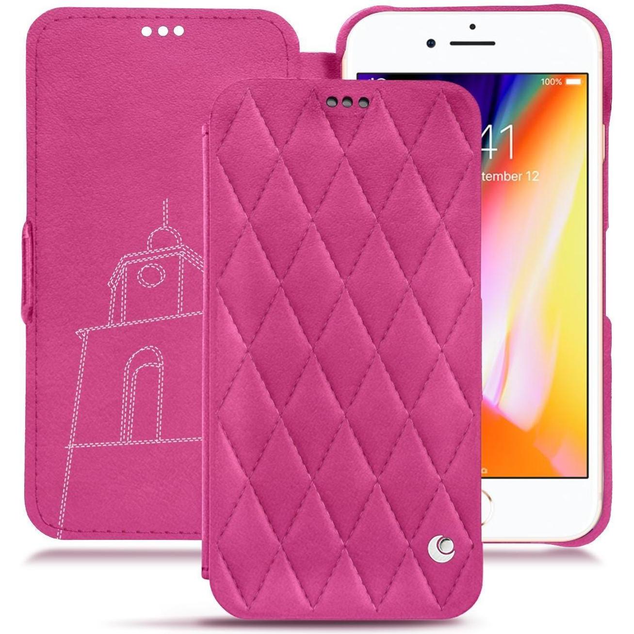 Noreve Lederschutzhülle horizontal (Apple iPhone 8), Smartphone Hülle, Rosa