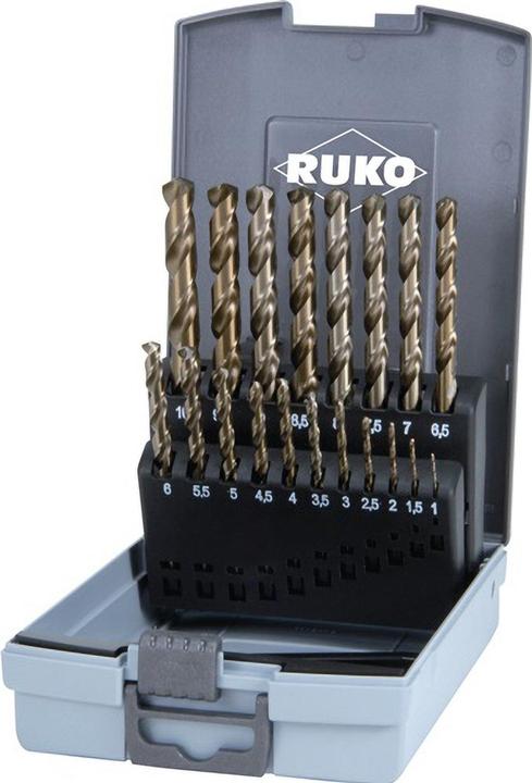Produktbild Ruko Metall Spiralbohrer Set HSSE Co 5 19teilig DIN 338 Zylinderschaft 1 (1 mm - 10 mm x 0,5)