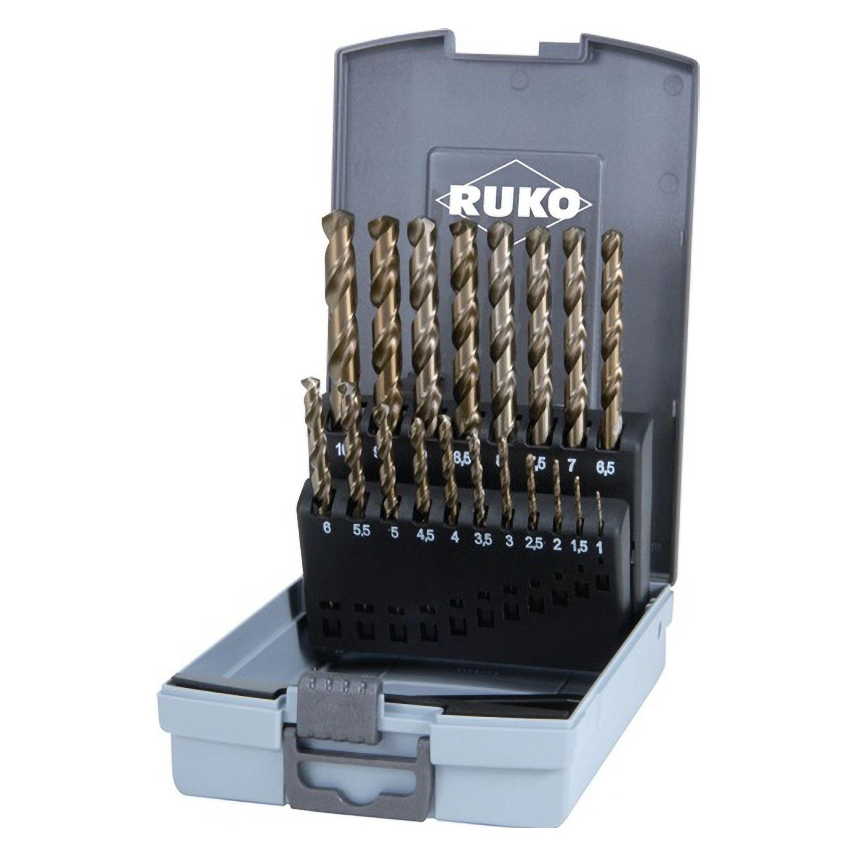 Ruko, Boorbitje, Metaaldraaiboorset Hsse Co 5 19 Stuks Din 338 Rechte Schacht 1 (1 Mm - 10 Mm X 0, 5)