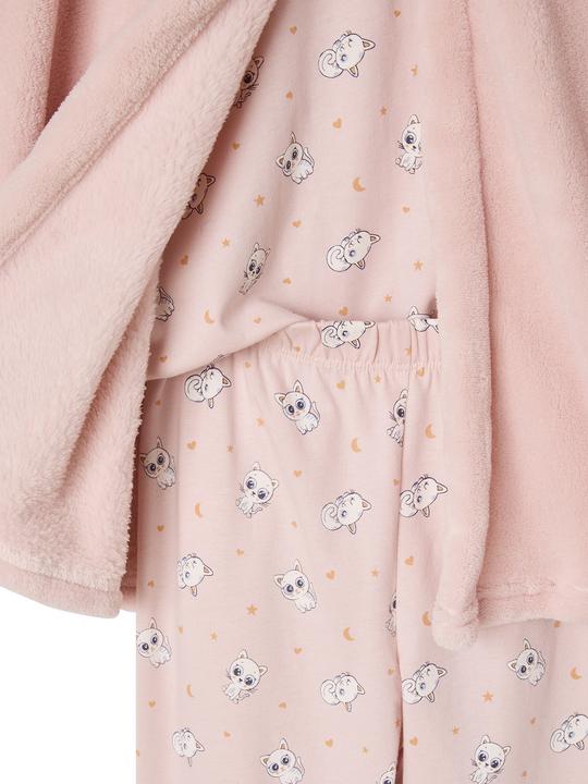 Produktbild Vertbaudet Mädchen Schlafanzug-Set: Cape mit Katzenohren, Shirt & Hose KATZE (146, 152)