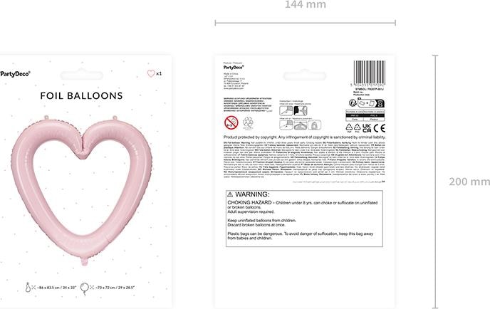Immagine prodotto Partydeco Palloncino in foil cornice cuore, 86x83,5 cm, rosa chiaro (1 pz / 1 pz)