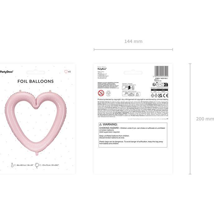 Thumbnail - Partydeco Foil balloon Heart frame, 86x83.5 cm, light pink (1 pkt / 1 pc.)