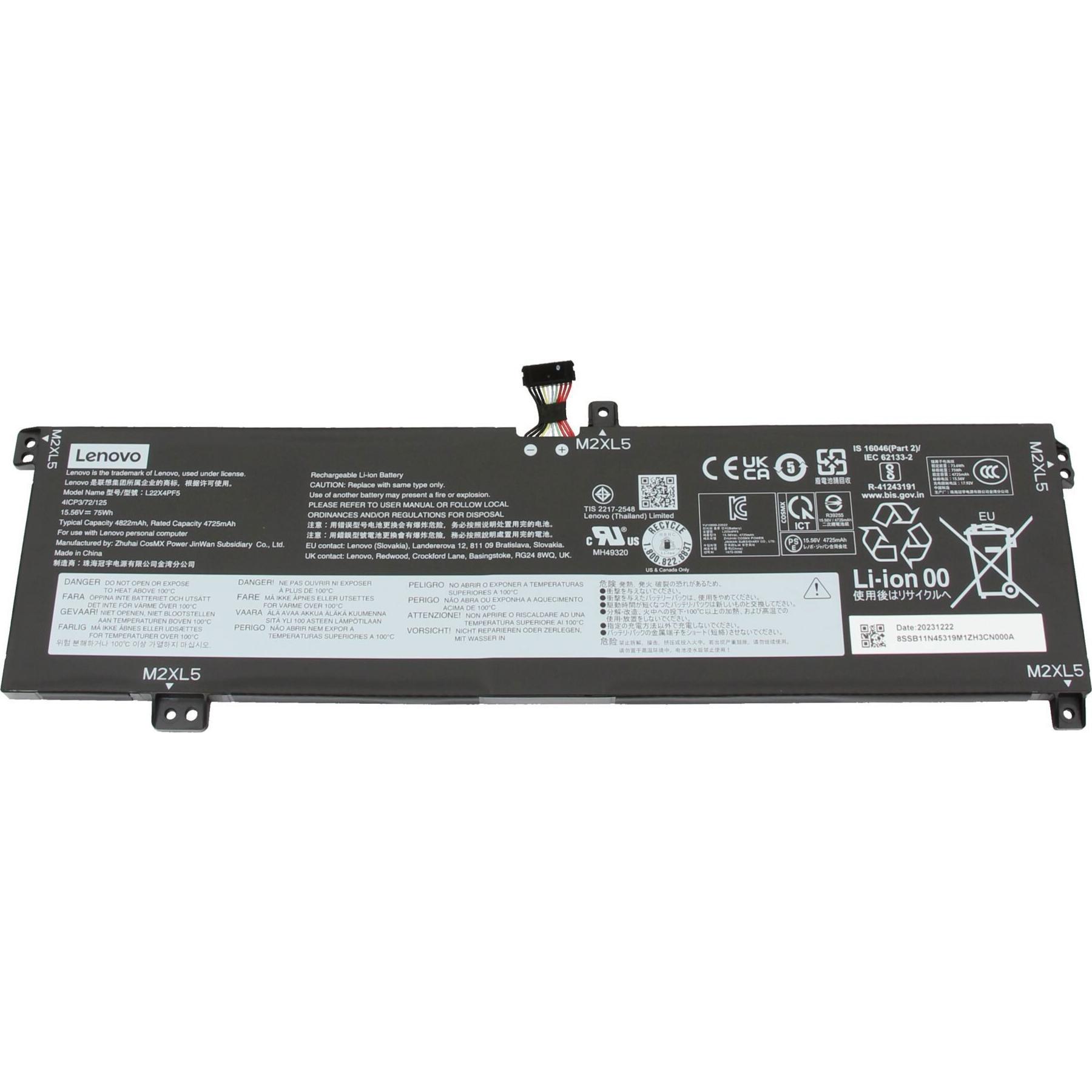 Lenovo 5B11K24772 (4 Zellen, 4725 mAh), Notebook Akku