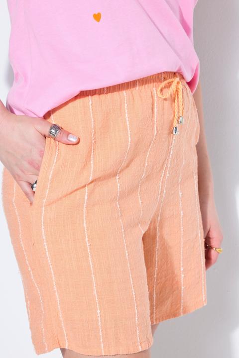 Image du produit Studio Untold Short jambes larges rayé texturé, taille élastique (42)