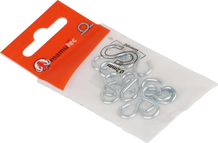 Actual product image Mamutec Galvanised S-hook 2 mm 10 pcs.