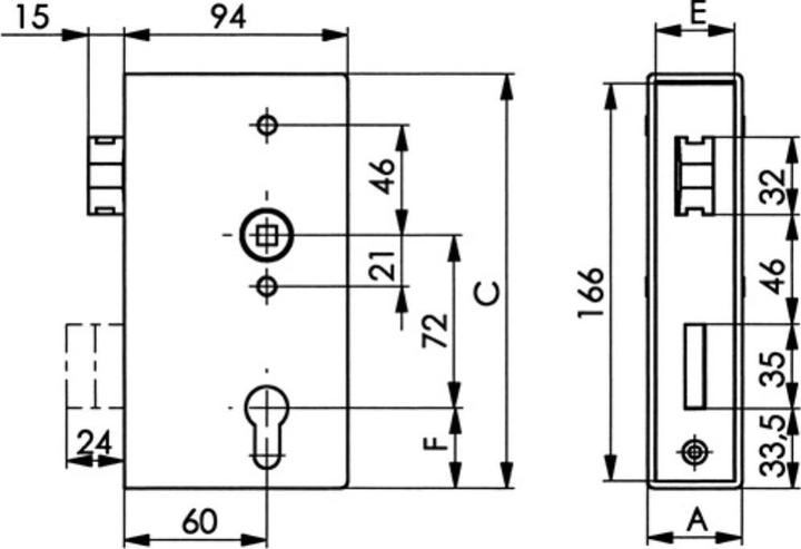 Actual product image Amf Lock case 140UNIG (Mortise lock)
