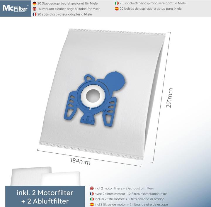 Produktbild Mc Filter MSM 10 Staubsaugerbeutel (20 Stück) (20 x)