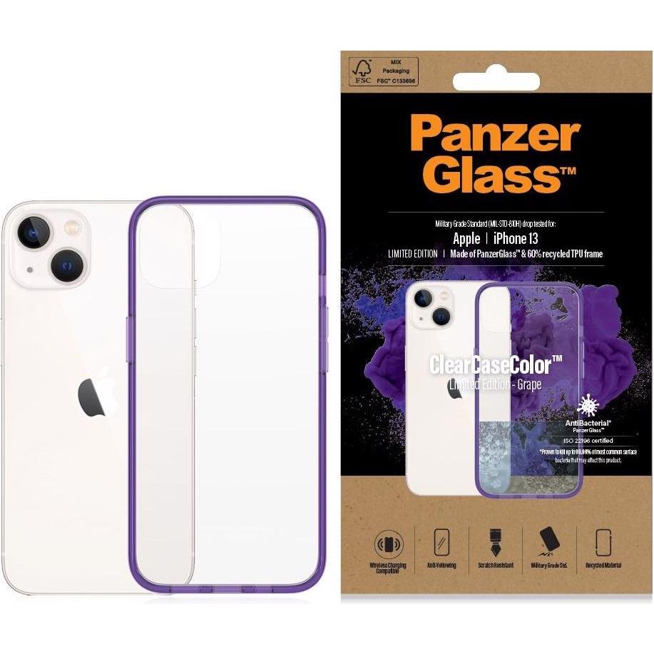 PanzerGlass Back Cover ClearCase Grape AB iPhone 13 (Apple iPhone 13), Smartphone Hülle, Violett