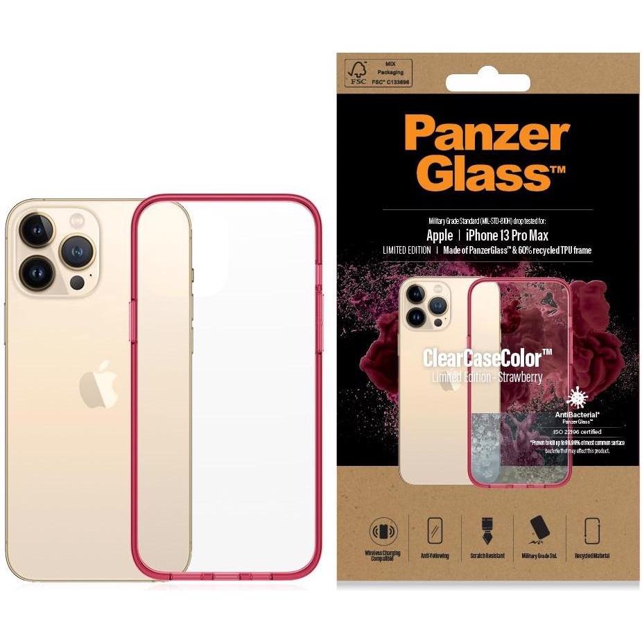 PanzerGlass ClearCase (Apple iPhone 13 Pro Max), Smartphone Hülle, Rot, Transparent