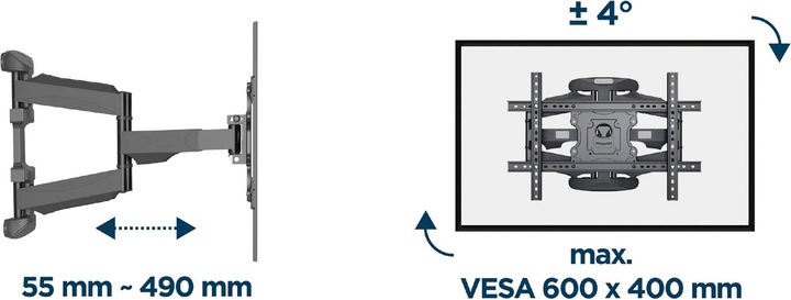 Immagine prodotto Gembird Supporto a parete per TV ad angolo con movimento completo (Muro, 75", 45.50 kg)