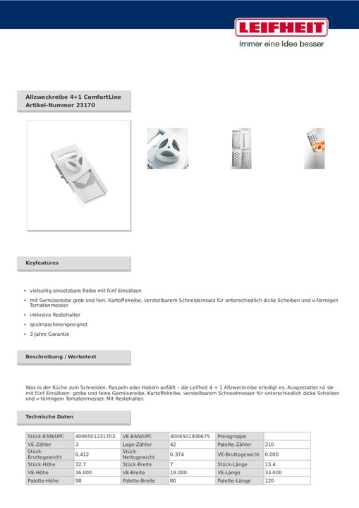 Actual product image Leifheit All-purpose grater