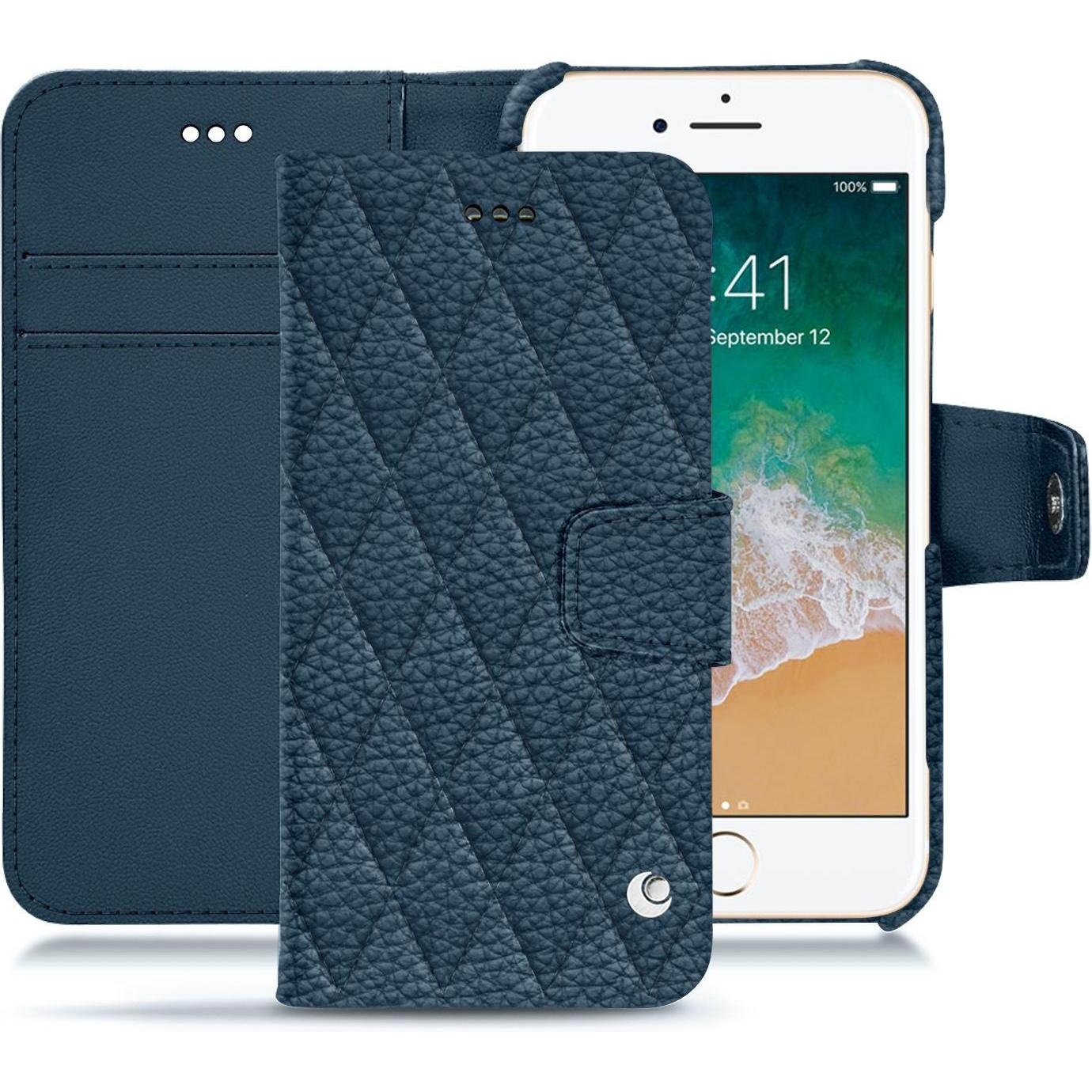 Noreve Lederschutzhülle Wallet (Apple iPhone 7), Smartphone Hülle, Blau