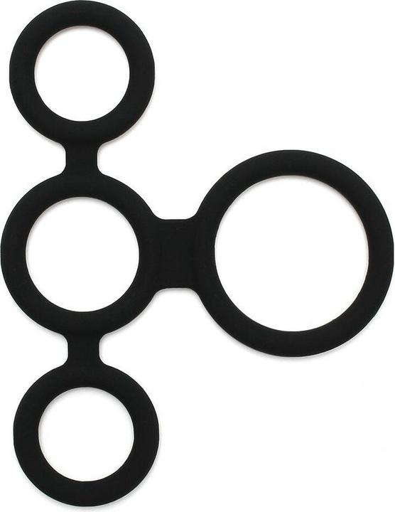 Actual product image Rimba Latex Play - Quatro Cock Ring and Ball Splitter - Black