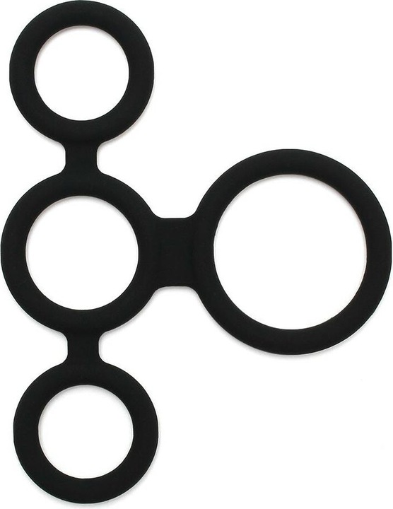 Produktbild Rimba Latex Play - Quatro Cock Ring und Ball Splitter - Schwarz