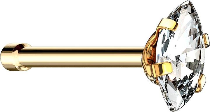 Immagine prodotto Star Piercing Nasenstecker gerade vergoldet Oval Kristall silber gefasst (senza ottone, Acciaio chirurgico 316L)