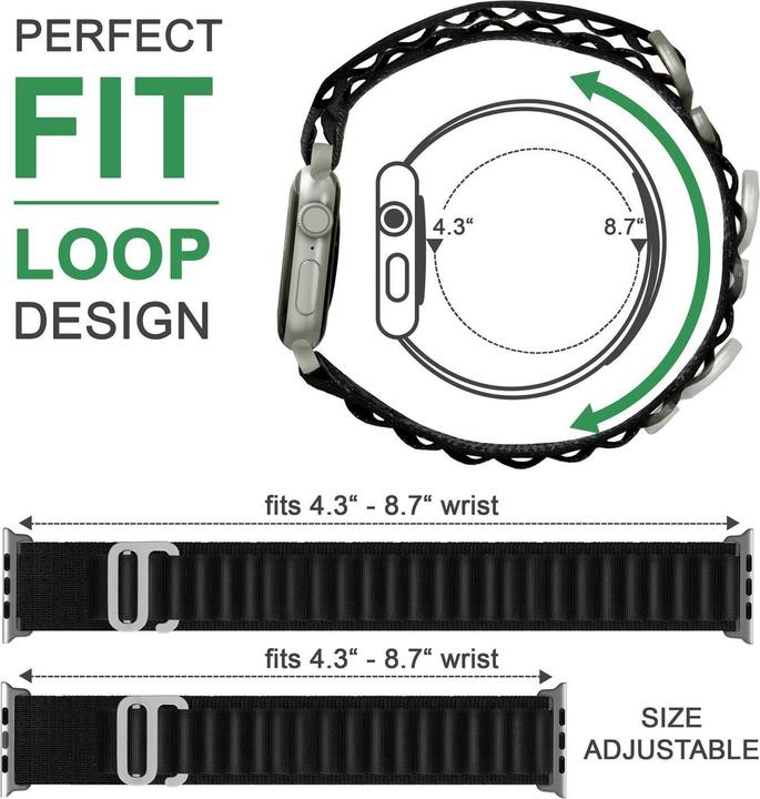 Produktbild Nalia Alpine Nylon Smart-Watch Armband (Nylon, Silikon)