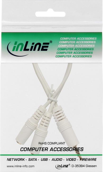 Actual product image InLine Jack Y-cable (0.10 m, AUX cable)