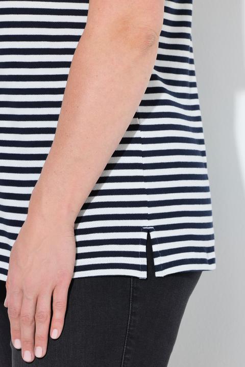 Immagine prodotto Ulla Popken Maglia polo in piqué dalla vestibilità classica con righe e mezze maniche (56)