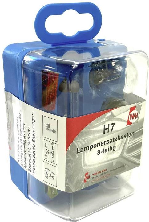 Actual product image IWH Car lamp replacement box H7, 8-piece complete lamp set for headlight, low beam, turn signal (H7)