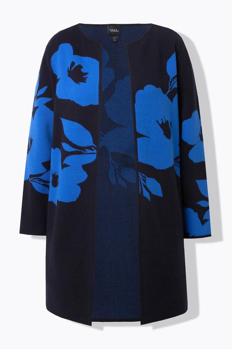 Produktbild Ulla Popken Strickjacke, Blüten, Doucleface, Rundhals, Langarm (60)