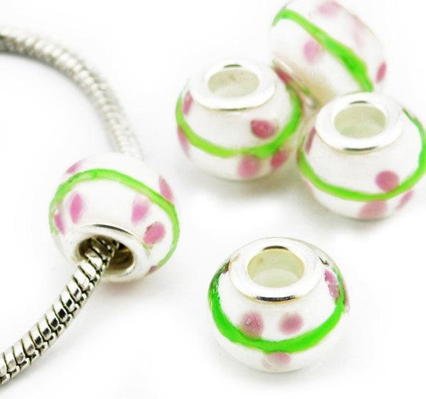 Produktbild Hermex Glas Bead versilbert 925 - Silbrig Weiss (Glas, Metalllegierung)