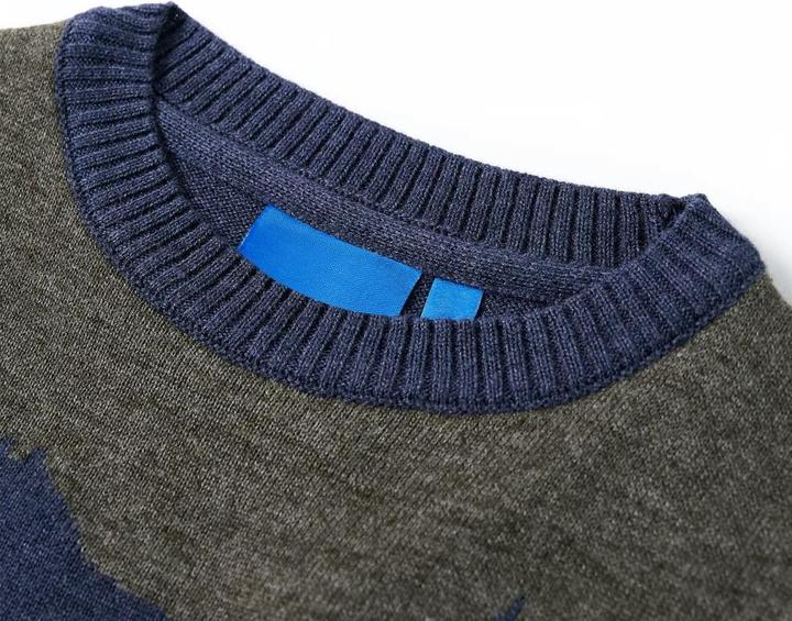 Produktbild vidaXL Kinderpullover Gestrickt Marineblau 128,Material: 100 (128)