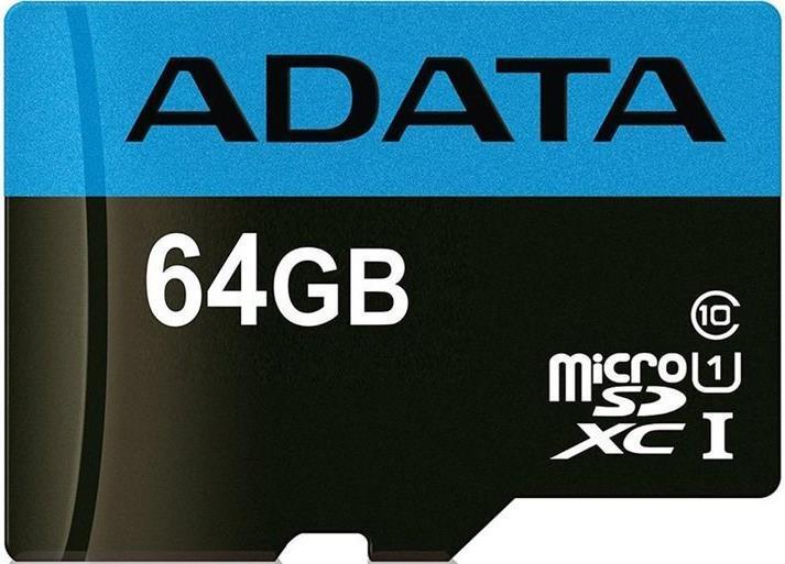 Image du produit Adata Carte mémoire flash Premier (adaptateur microSDXC vers SD inclus) (64 Go, microSDXC, U1, UHS-I)