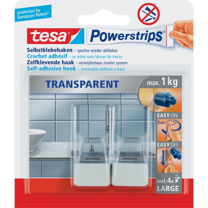 Produktbild tesa Powerstrips Transparent Haken