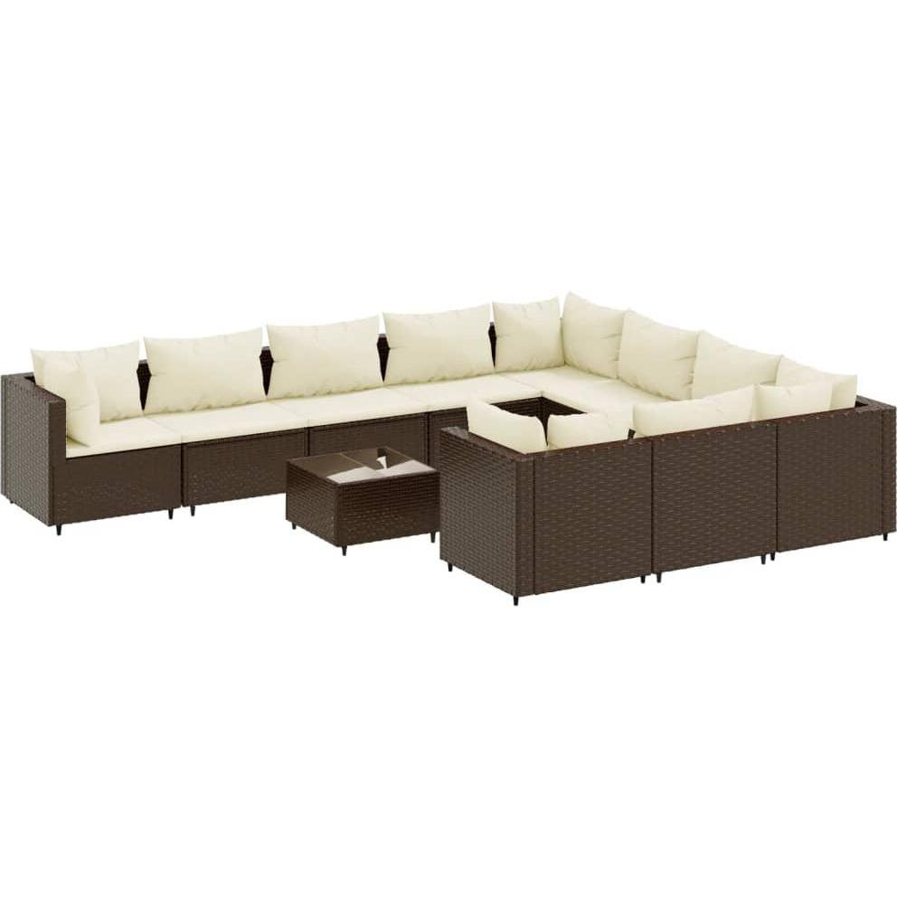 VidaXL, Gartenlounge, Gartenmöbel Sofa Garnitur Lounge Sitzgruppe 11-tlg. Braun Poly Rattan