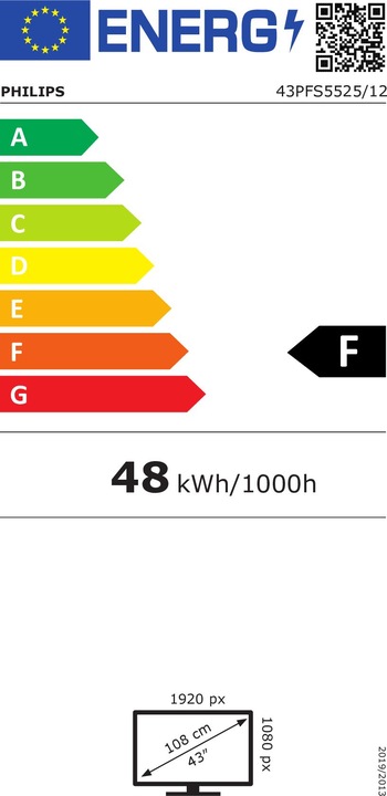 Label énergétique Philips 43PFS5525 (43", LCD, Full HD, 2020)