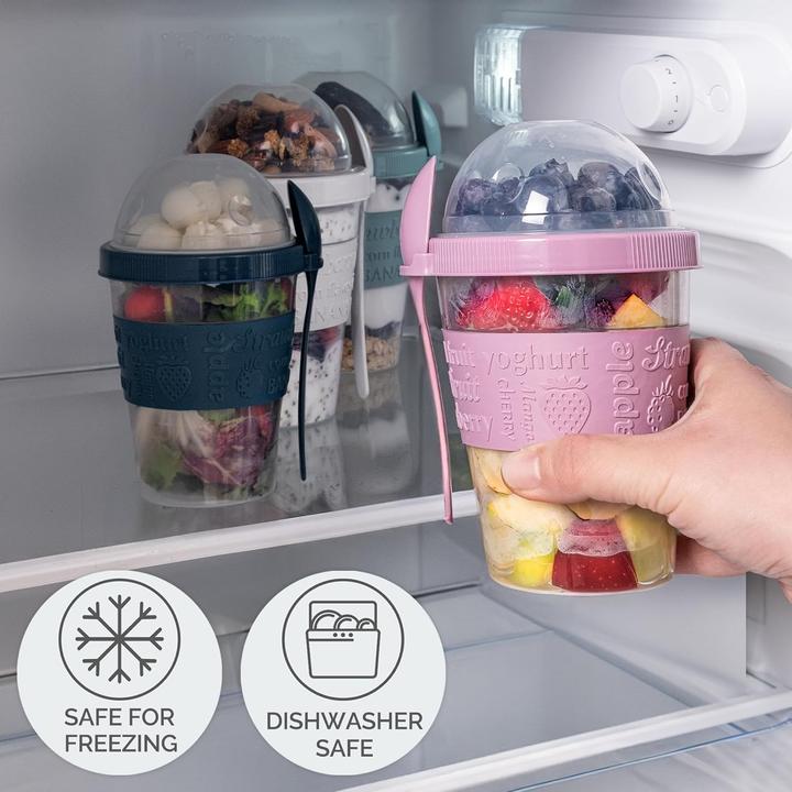 Produktbild Crystalia 4er-Set Joghurtbehälter mit Löffel