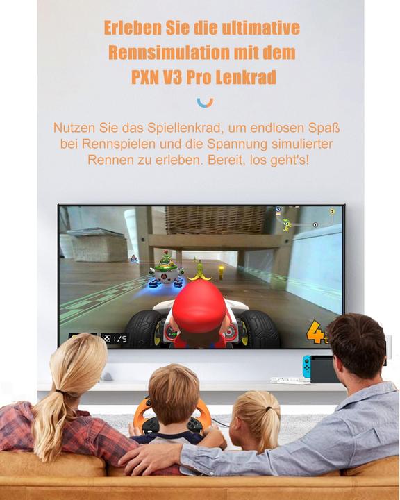 Produktbild PXN Gaming-Lenkrad mit Pedalen und Vibration (PC, PS3, PS4, Switch, Xbox One S, Xbox Series S, Xbox Series X)